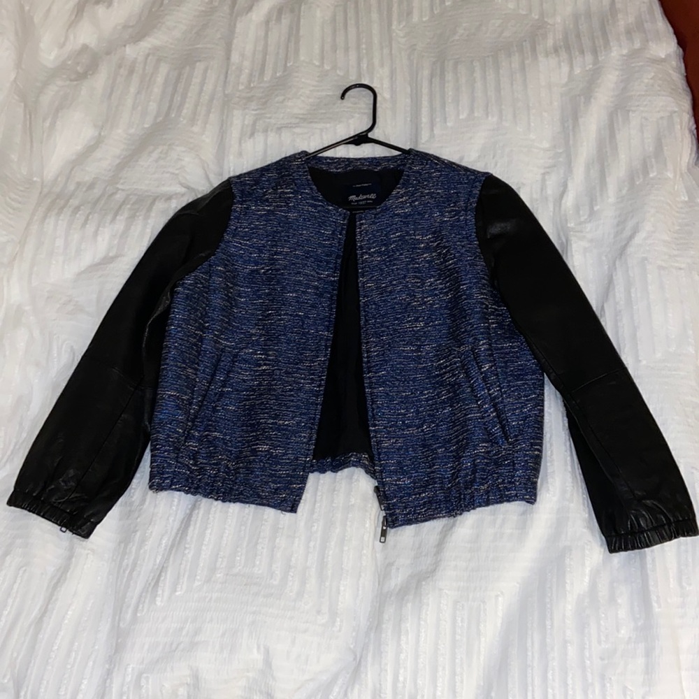 MADEWELL faux leather and tweed jacket